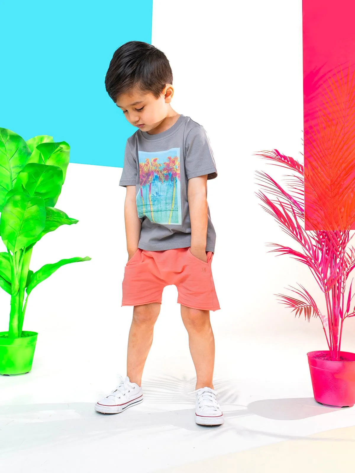 Little Bipsy | Raw Edge Harem Short - Electric Pink