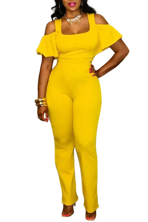 MB FASHON Cold-Shoulder Crop Top and Slim-Fit Pants Two-Piece Set 199R