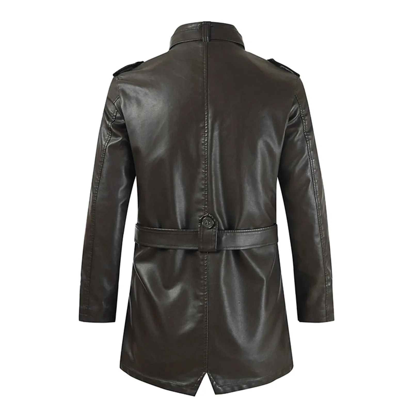 Men's Winter Casual Leather Jacket Zipper Long Sleeve Stand Trench Coat Men Tactical Windproof Waterproof jacket