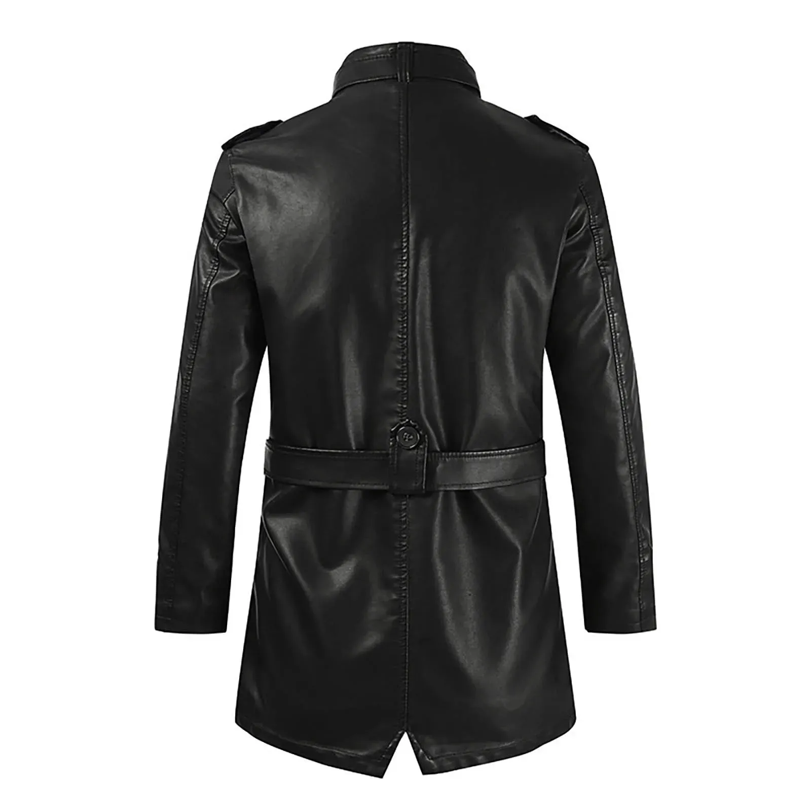 Men's Winter Casual Leather Jacket Zipper Long Sleeve Stand Trench Coat Men Tactical Windproof Waterproof jacket