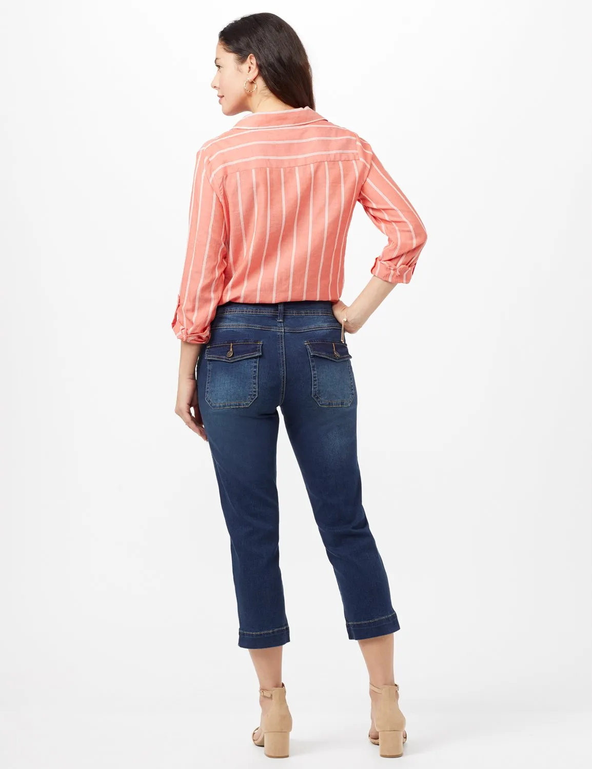 Midrise Crop Pants with Back Cargo Pockets