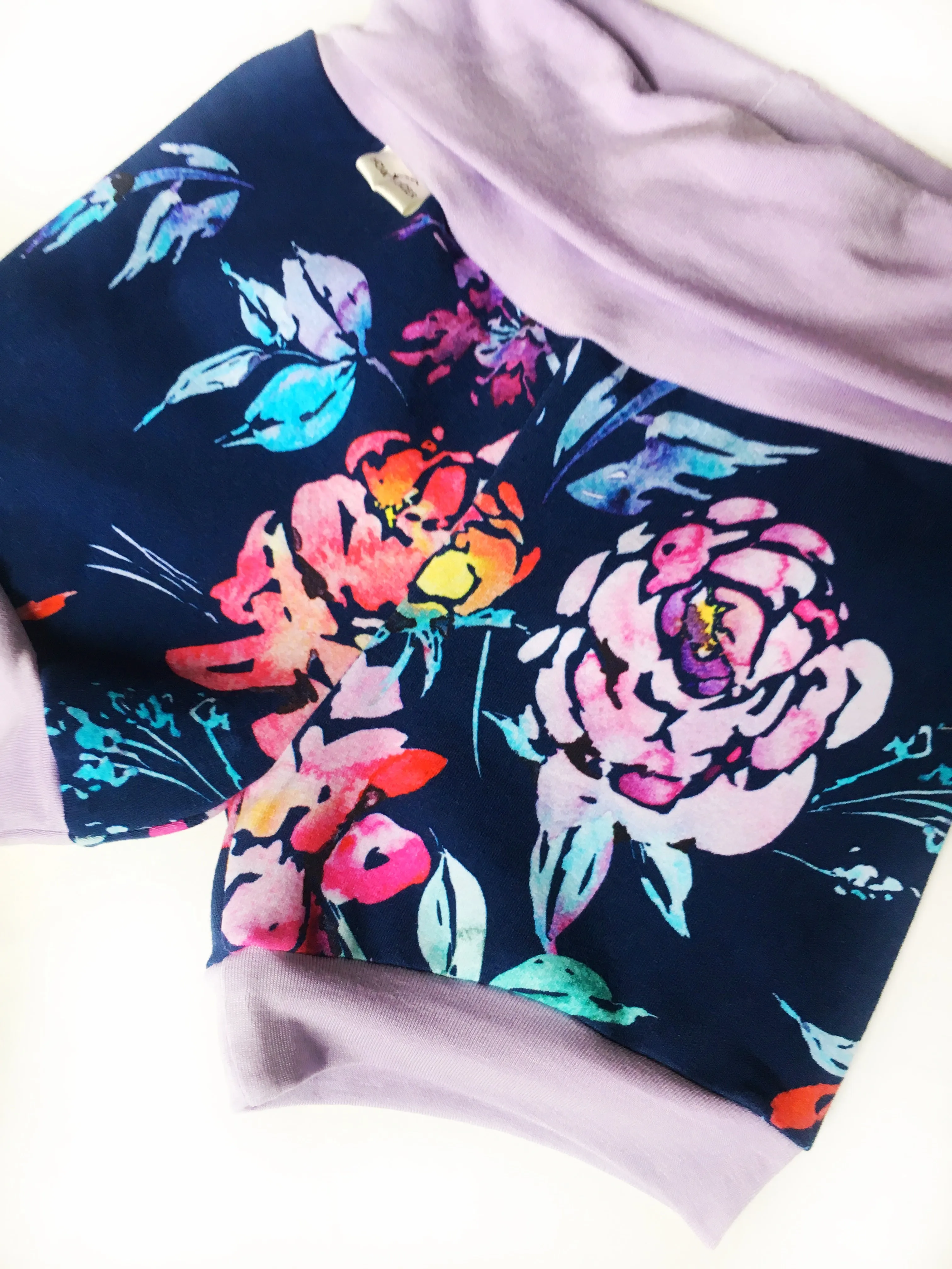 Navy Floral Harem Shorts, Grow-With-Me