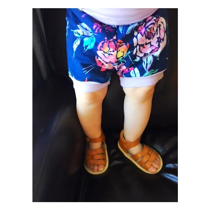 Navy Floral Harem Shorts, Grow-With-Me