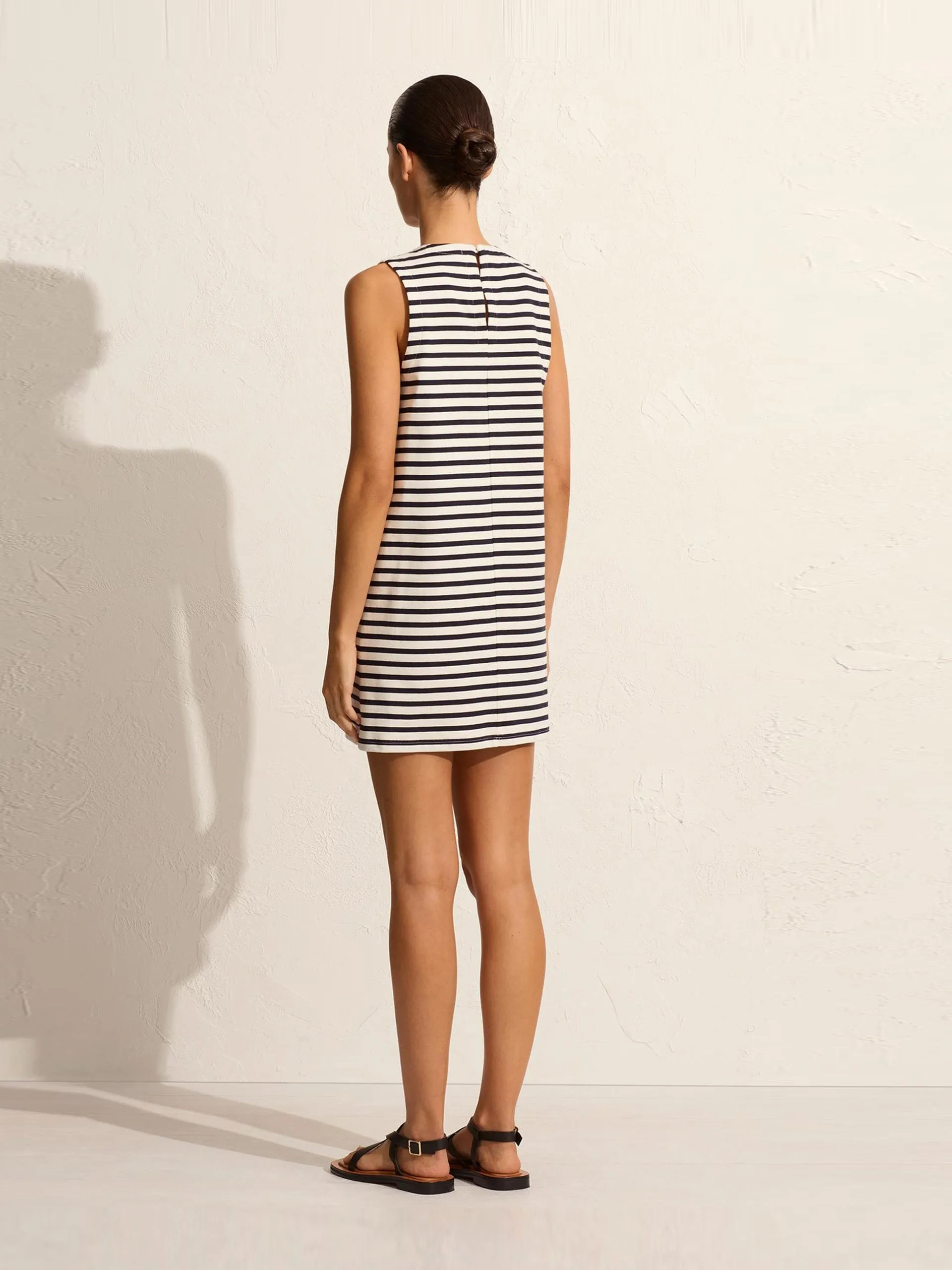 Navy/white stripe shift dress