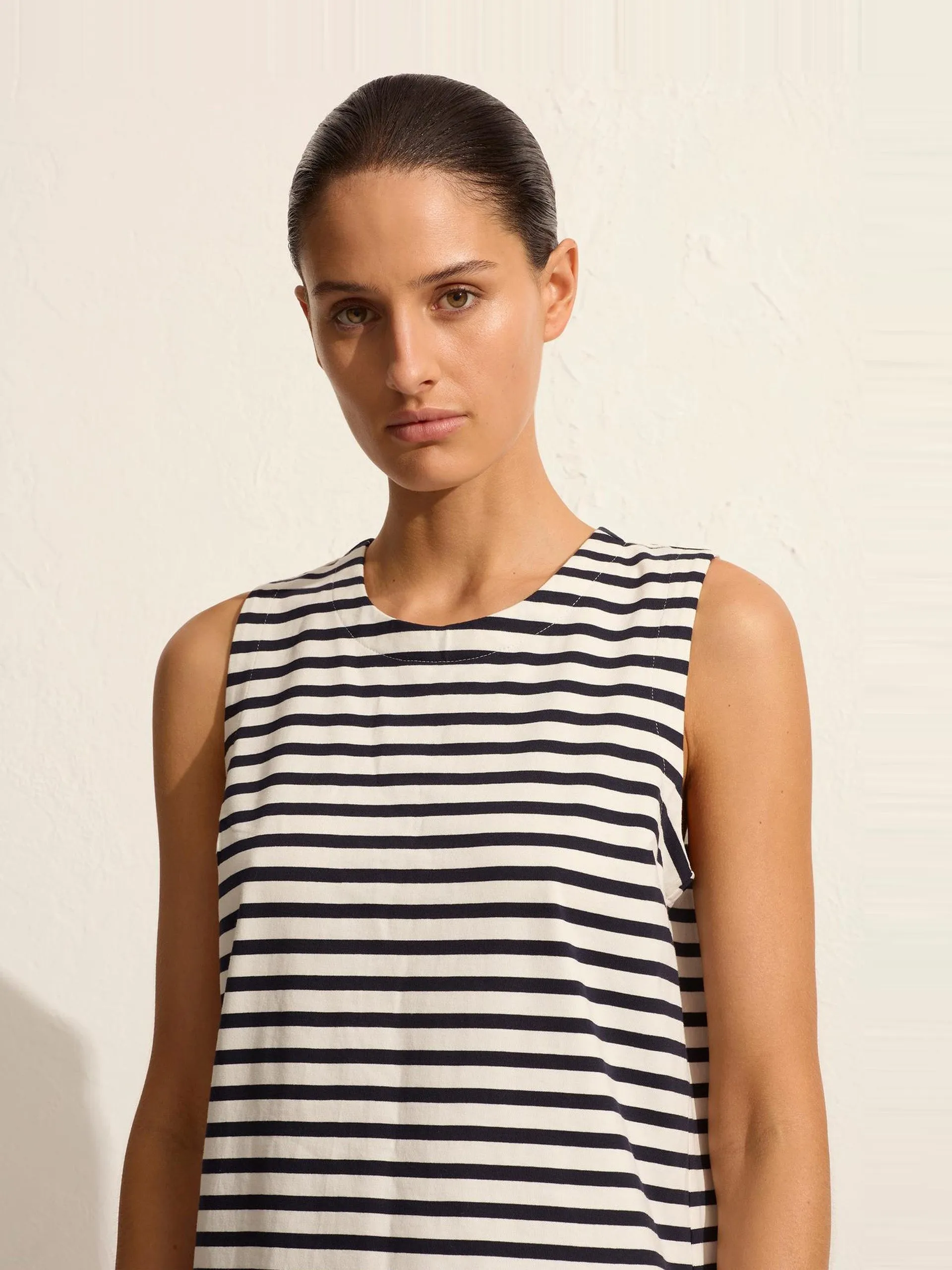 Navy/white stripe shift dress