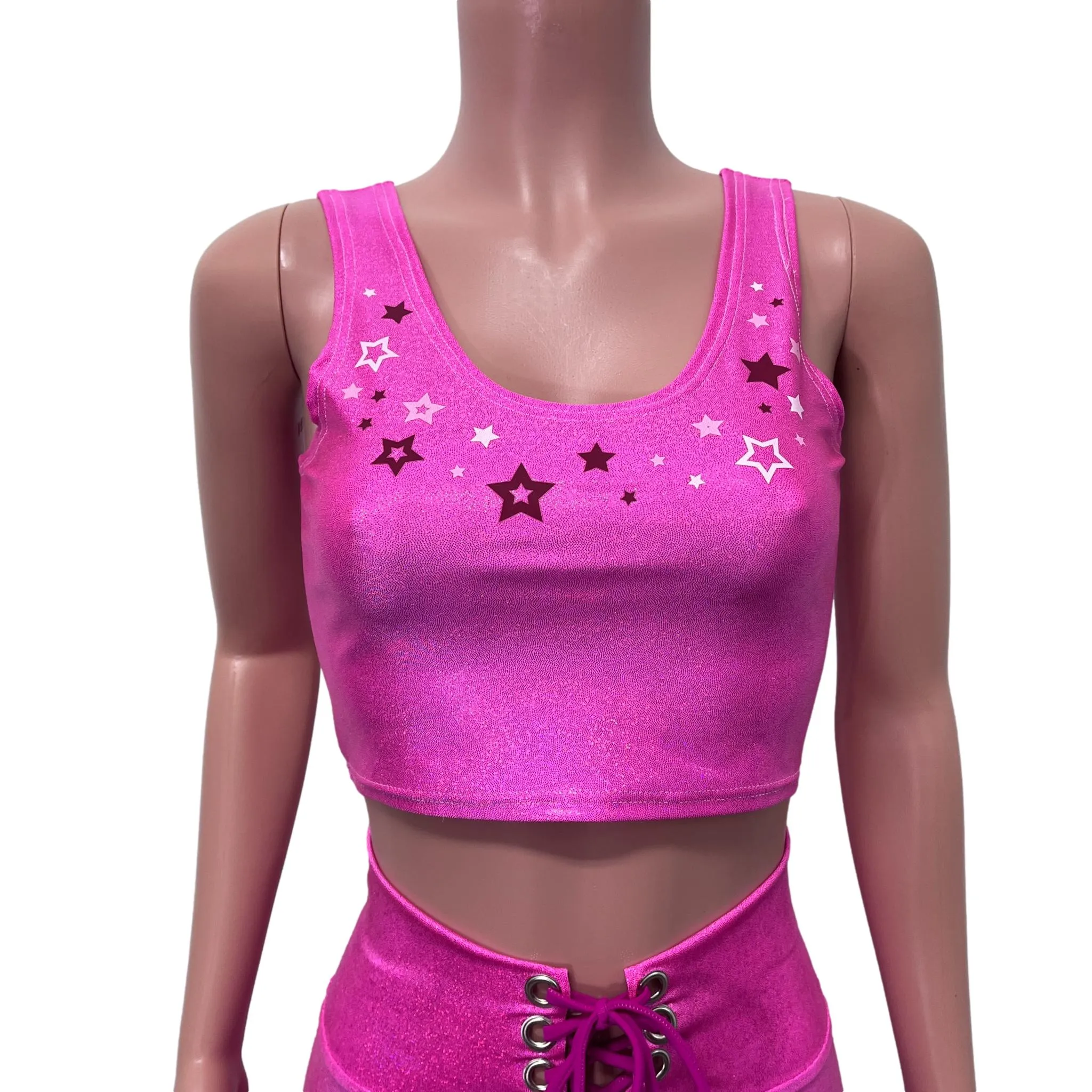 Pink Star Cowgirl Costume Outfit | Flare Pants w/ Crop Top Like Barbie