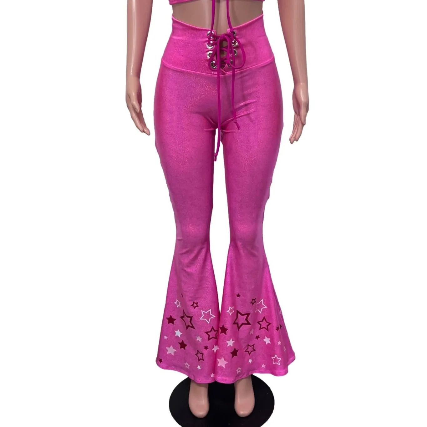 Pink Star Cowgirl Costume Outfit | Flare Pants w/ Crop Top Like Barbie