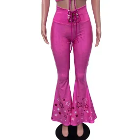Pink Star Cowgirl Costume Outfit | Flare Pants w/ Crop Top Like Barbie