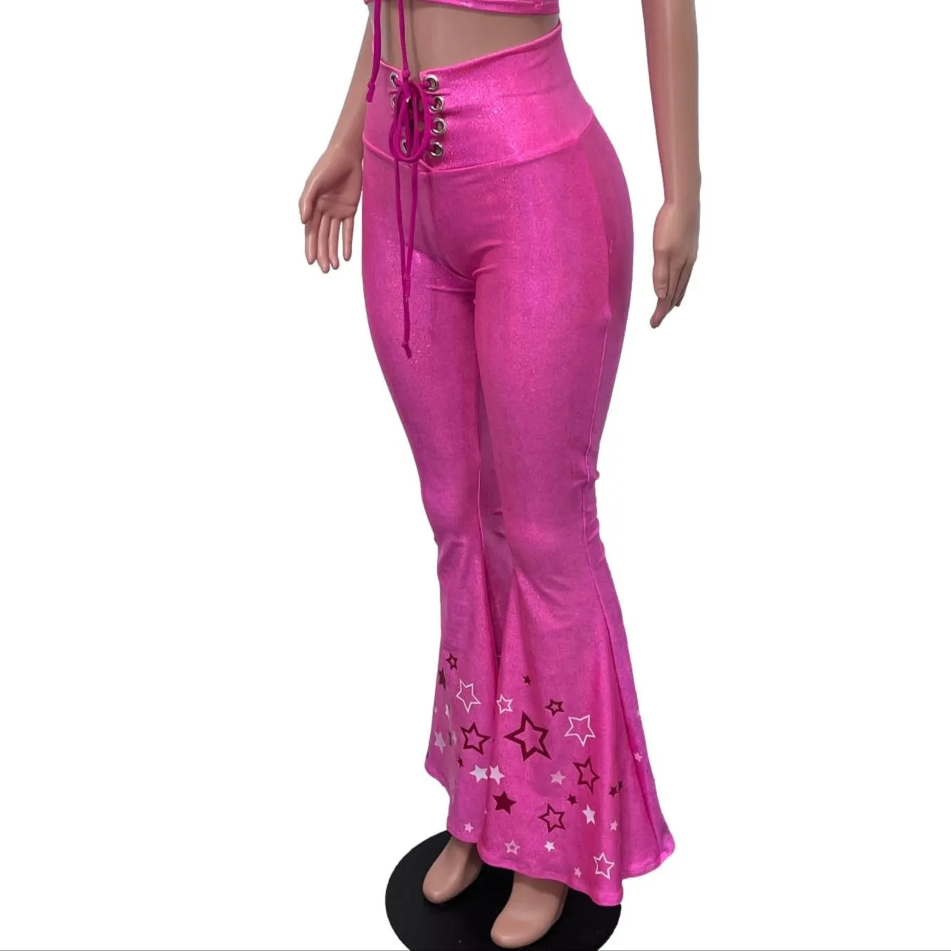 Pink Star Cowgirl Costume Outfit | Flare Pants w/ Crop Top Like Barbie