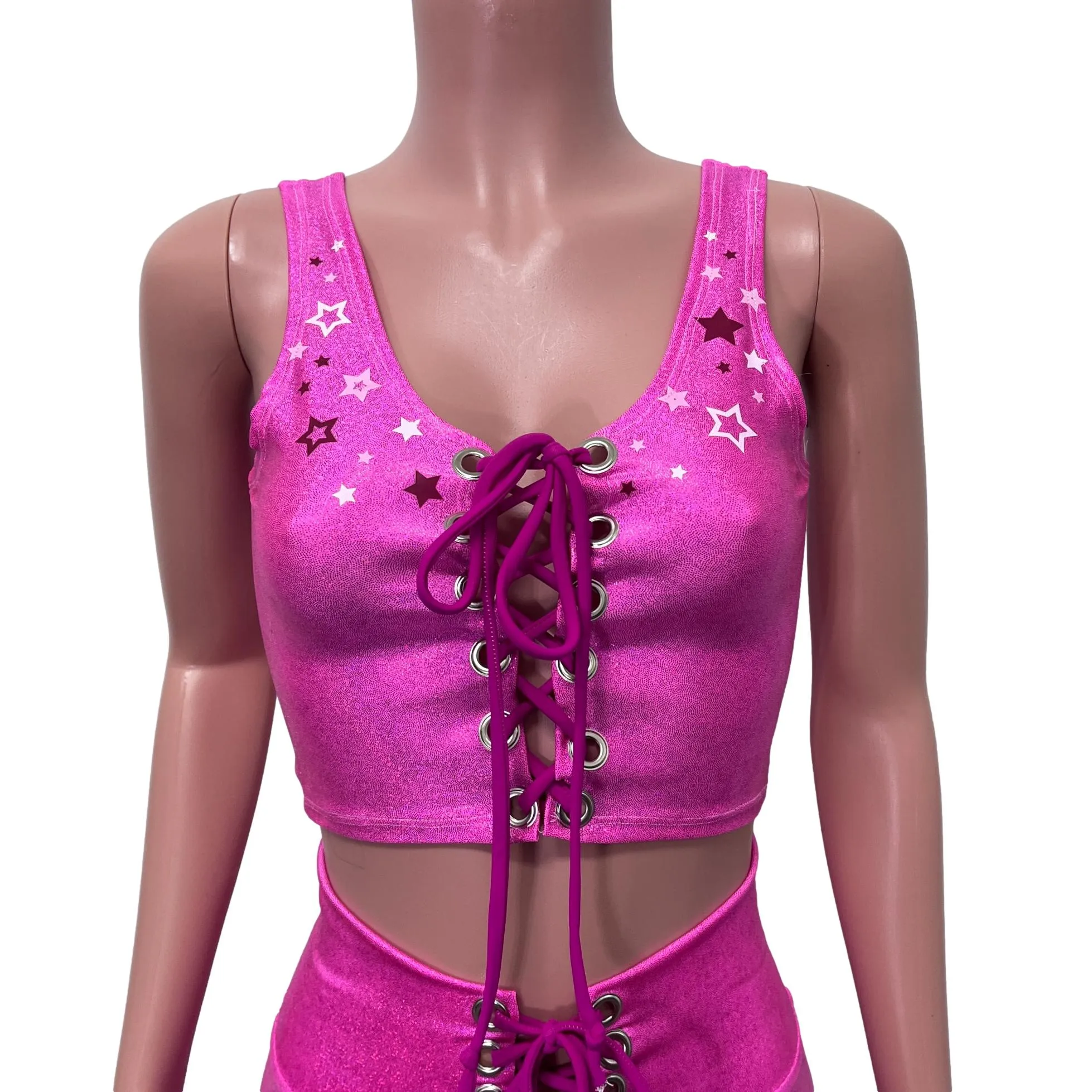Pink Star Cowgirl Costume Outfit | Flare Pants w/ Crop Top Like Barbie