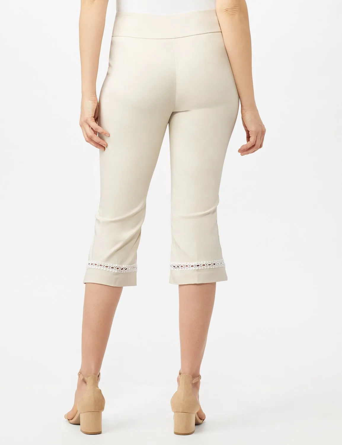 Pull On Crop Lace Hem Pants
