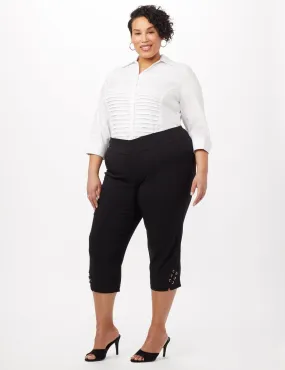 Pull-On Grommet Trim Crop Pants - Plus