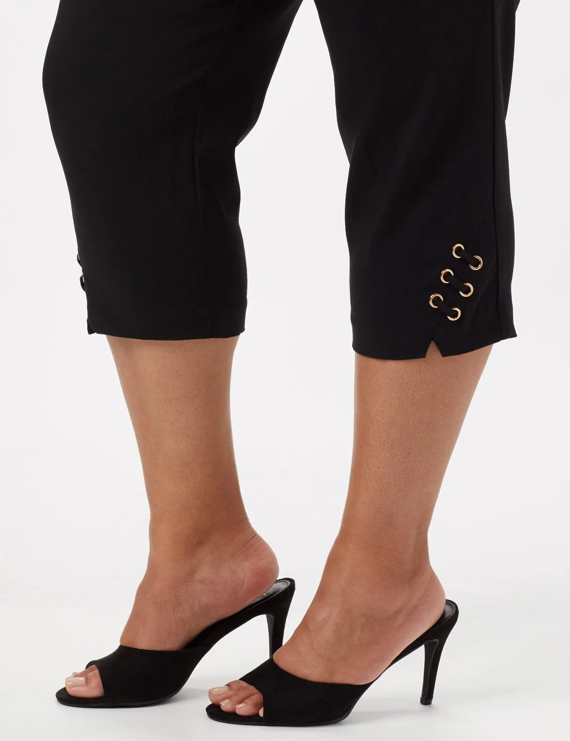 Pull-On Grommet Trim Crop Pants - Plus