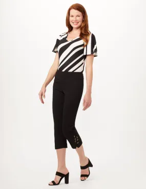 Pull-On Grommet Trim Crop Pants