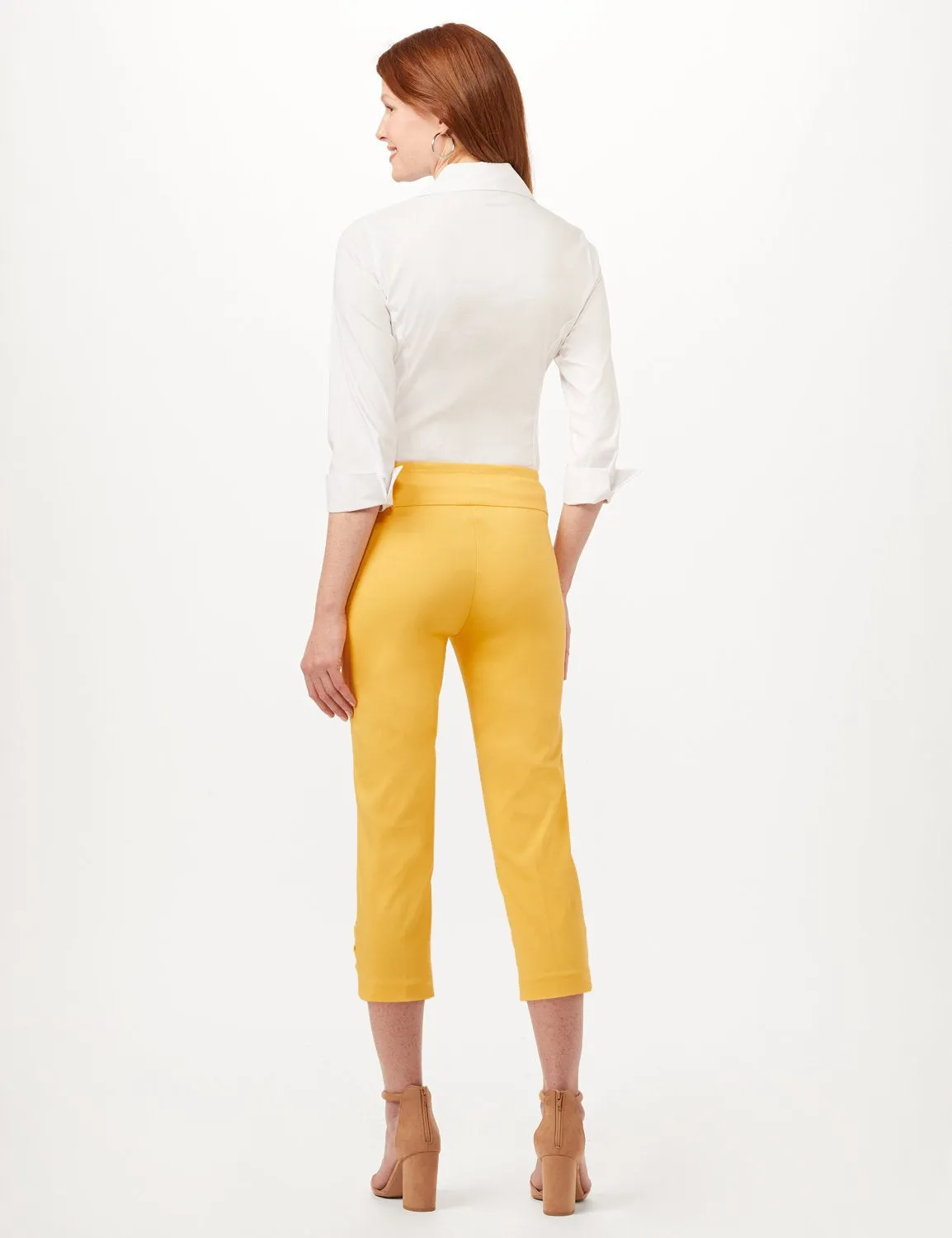 Pull-On Grommet Trim Crop Pants