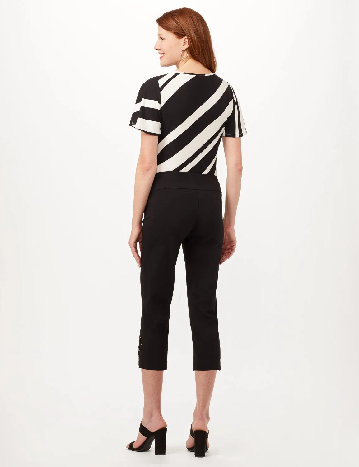 Pull-On Grommet Trim Crop Pants