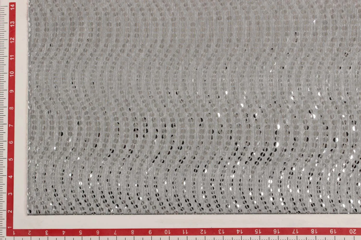 Silver Grey Lurex Pleated Knitted Fabric