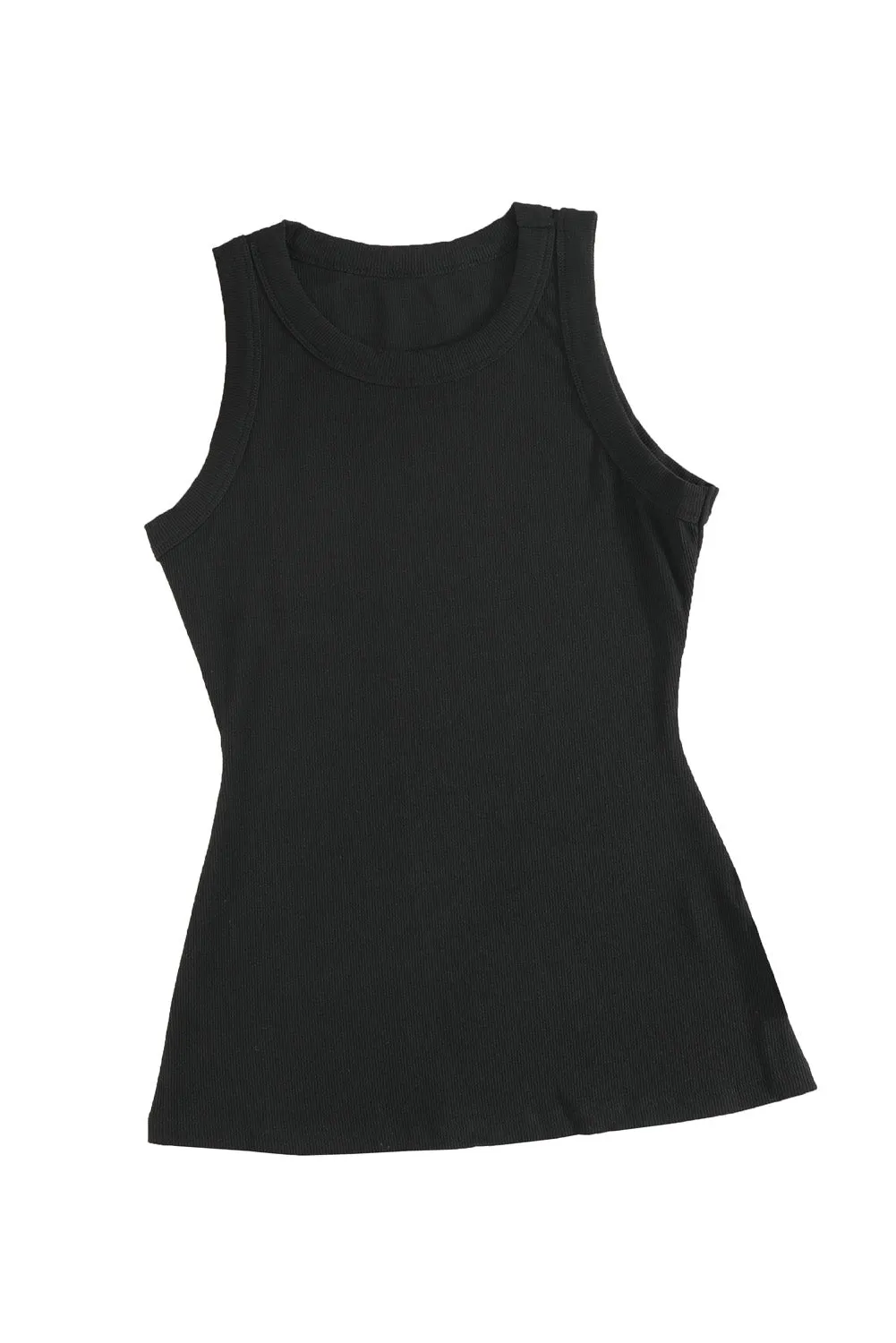 Solid White/Black/Gray/Khaki Round Neck Ribbed Tank Top