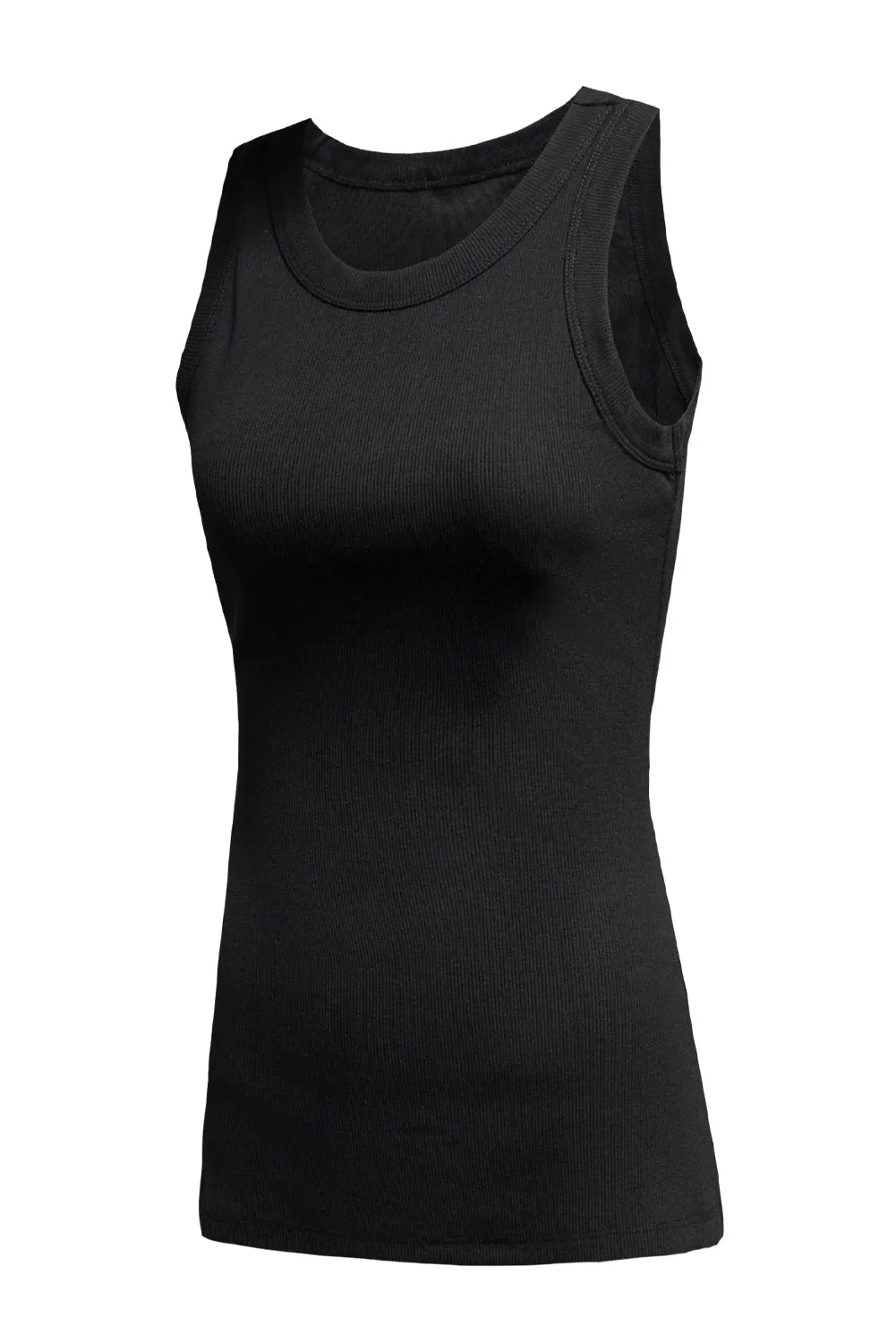 Solid White/Black/Gray/Khaki Round Neck Ribbed Tank Top