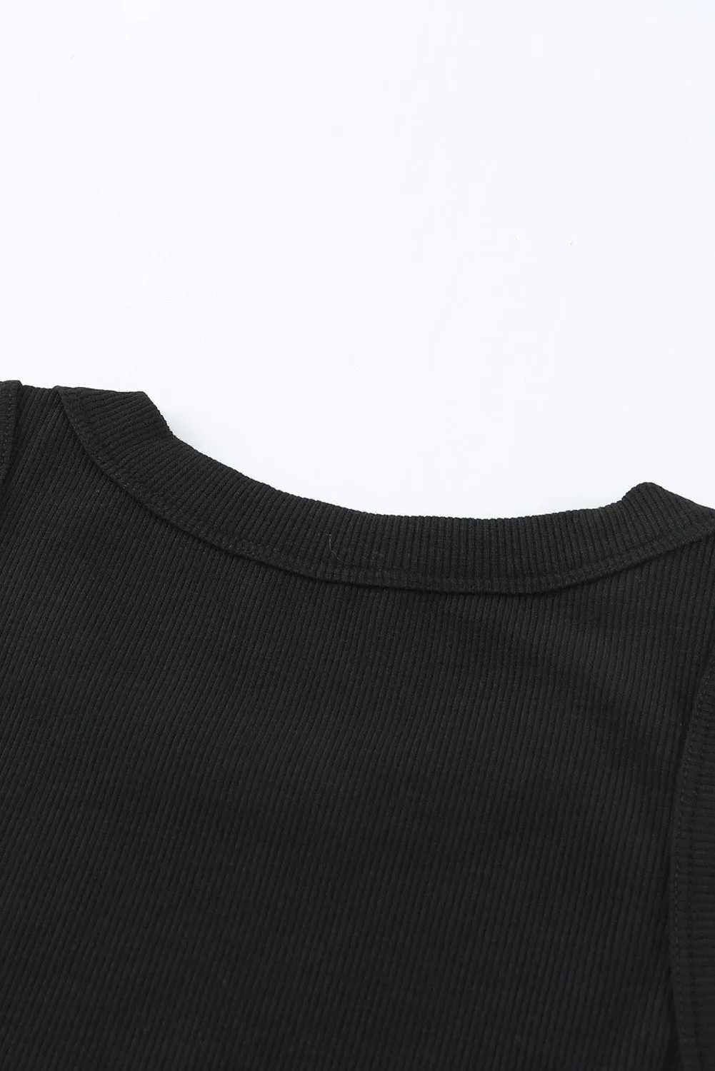 Solid White/Black/Gray/Khaki Round Neck Ribbed Tank Top