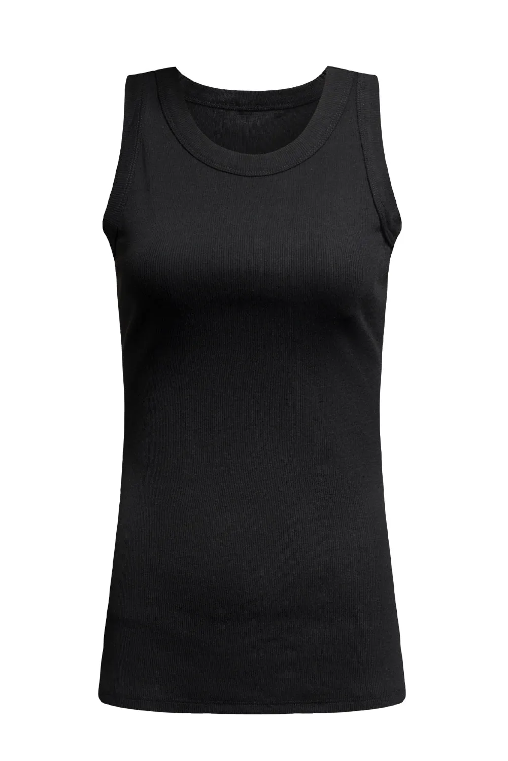 Solid White/Black/Gray/Khaki Round Neck Ribbed Tank Top