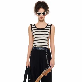 Stripe Asymmetrical Knitted Top in Brown