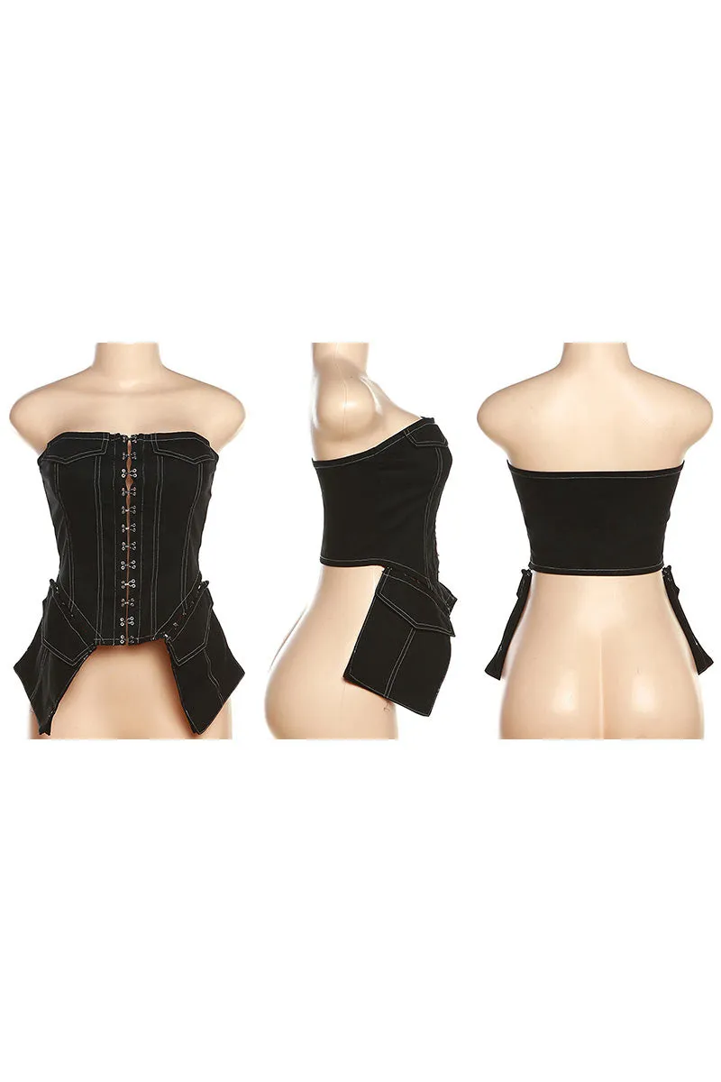 TD454 Bustier Corset Denim Top