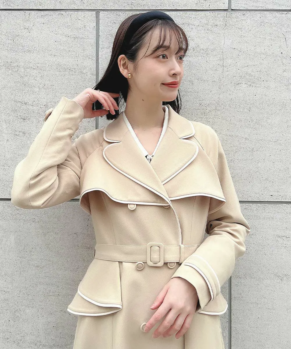 Trench coat with piping / an another angelus [53BD03j001].