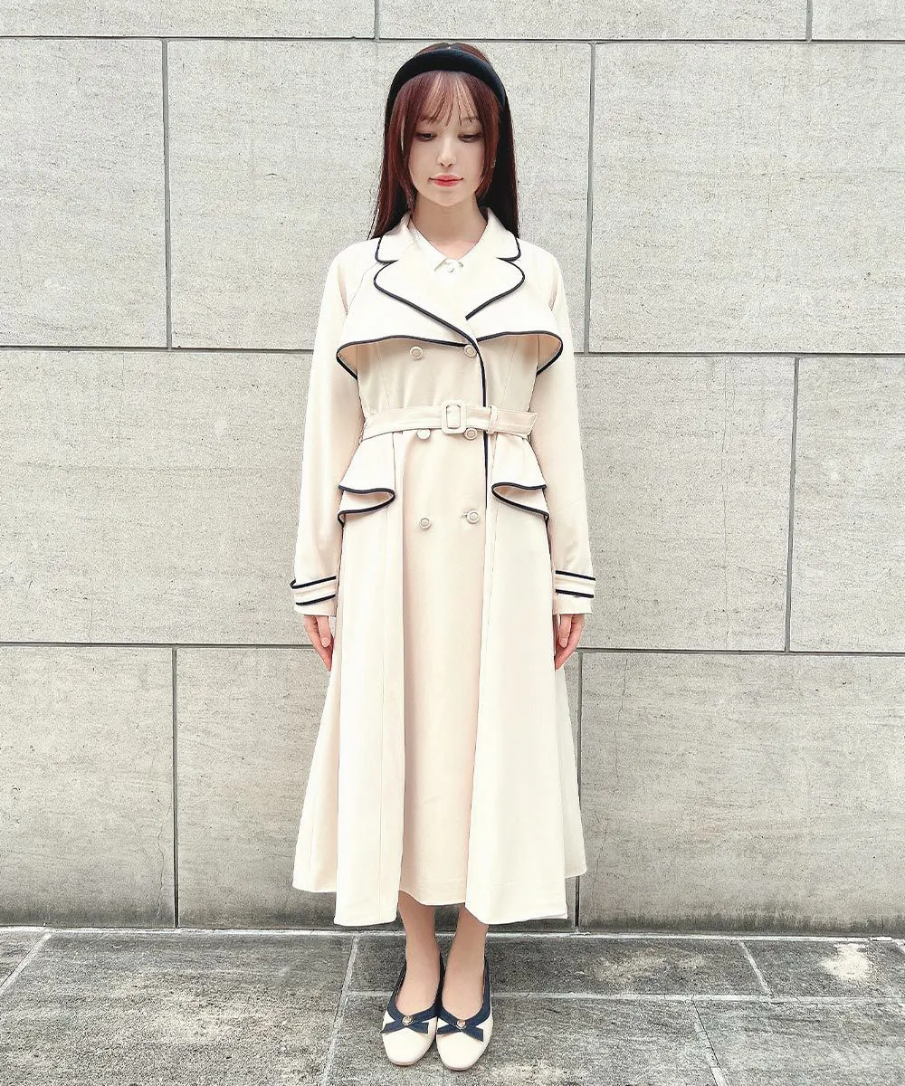 Trench coat with piping / an another angelus [53BD03j001].