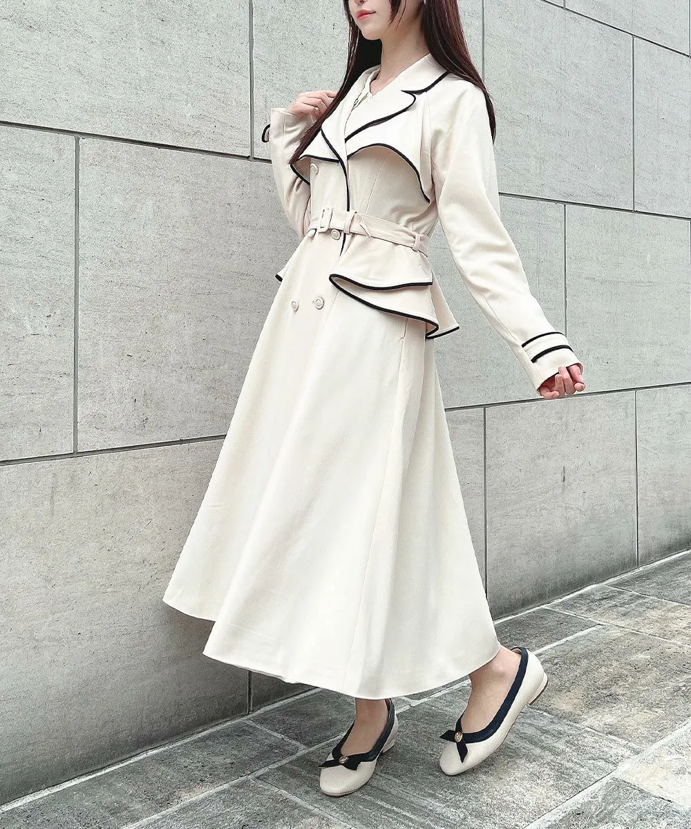Trench coat with piping / an another angelus [53BD03j001].