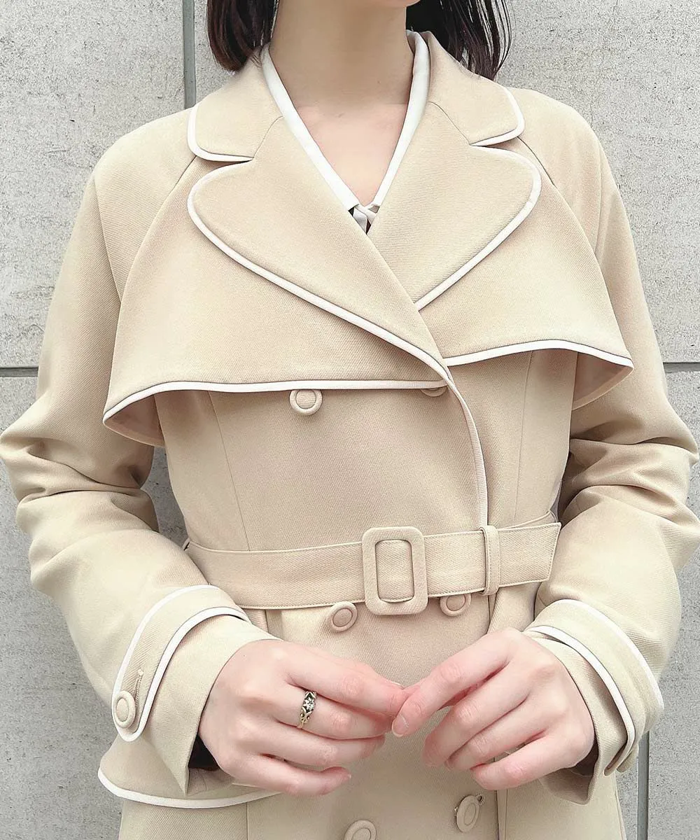 Trench coat with piping / an another angelus [53BD03j001].