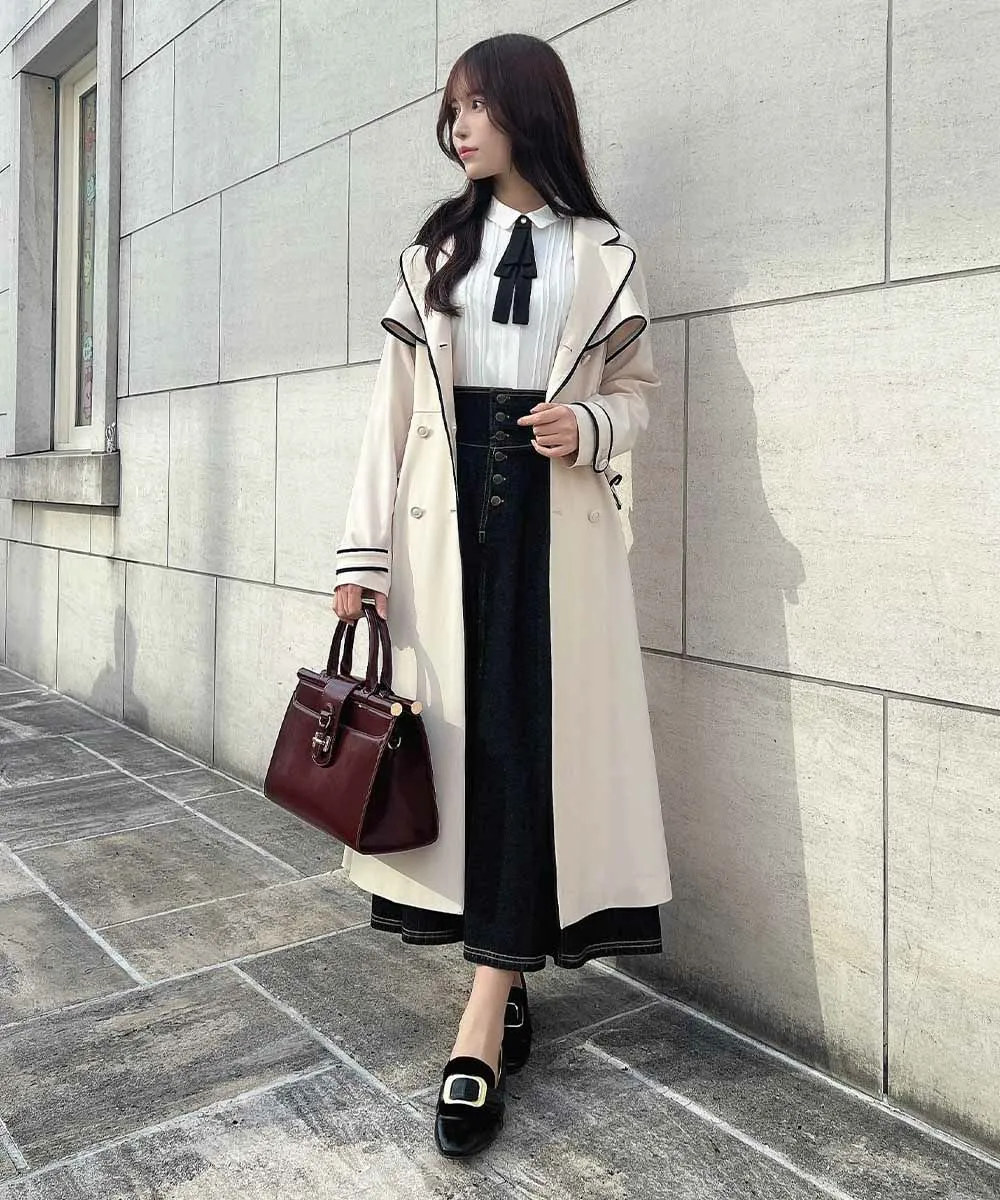 Trench coat with piping / an another angelus [53BD03j001].