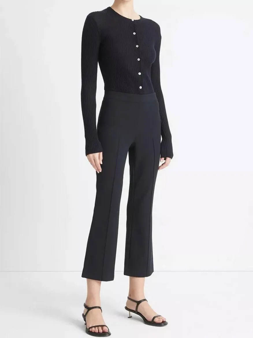 Vince Mid-Rise Pintuck Crop Flare Pant in Coastal Blue