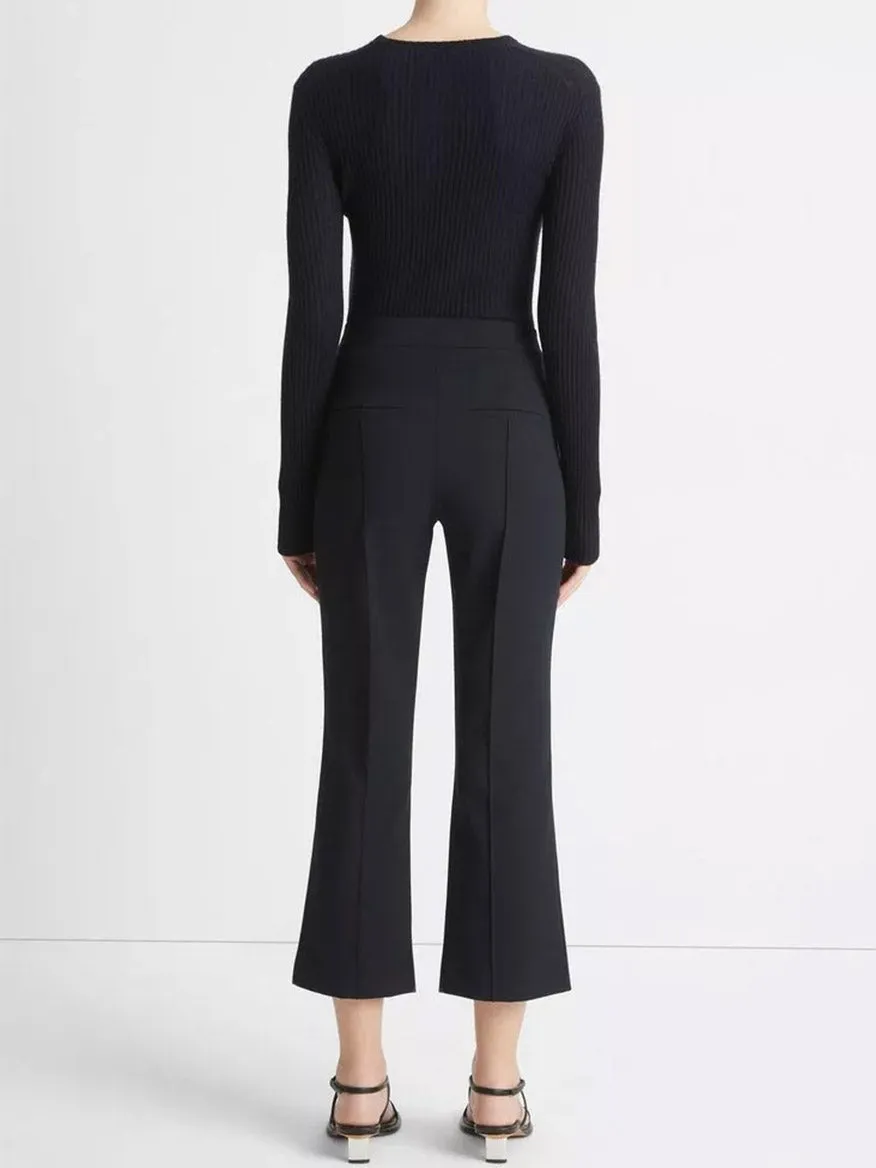 Vince Mid-Rise Pintuck Crop Flare Pant in Coastal Blue