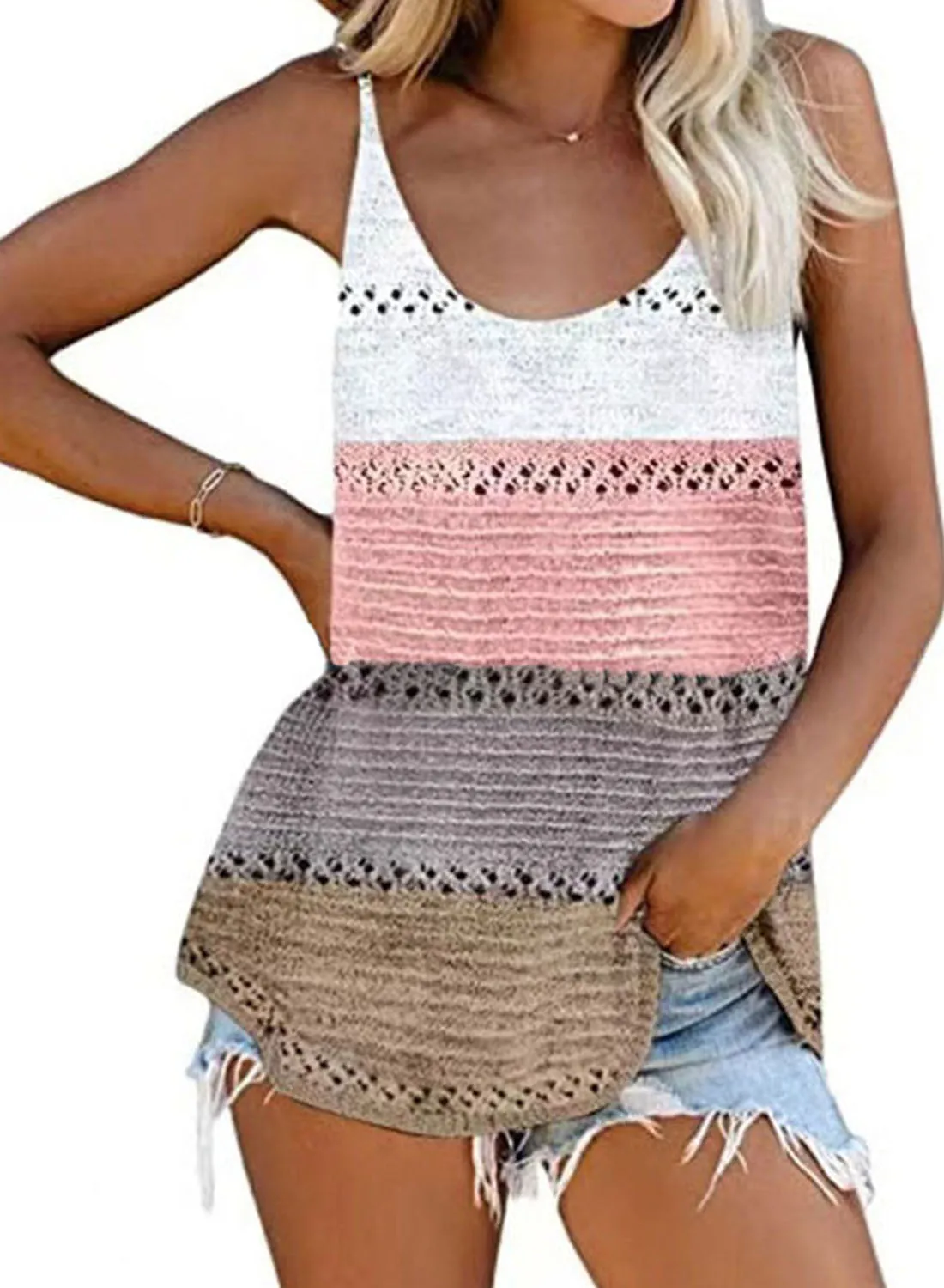 Women's Tank Tops Color Block Tank Tops